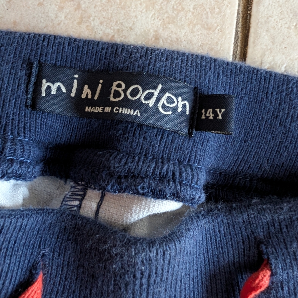 Mini Boden Girls Blue Corduroy Pants with Daisy Pattern Red Details Size 14Y - Picture 3 of 8